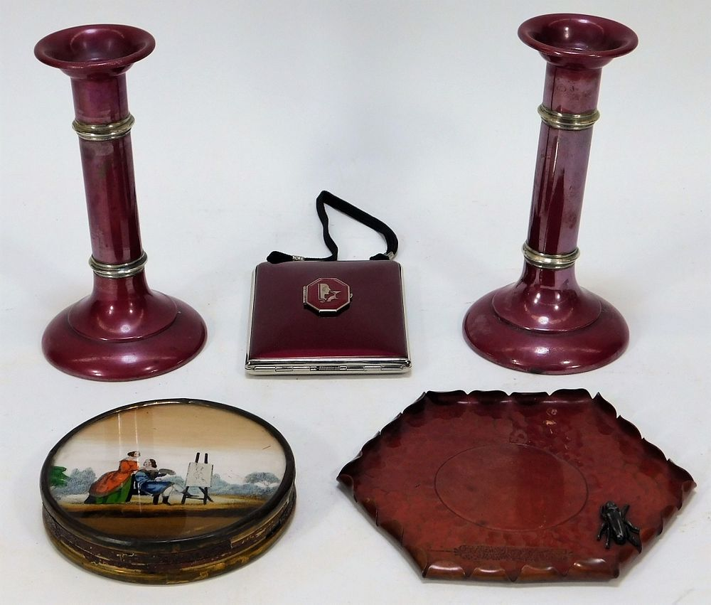 5PC Lady s Vanity Enameled Silver Article Group France United
