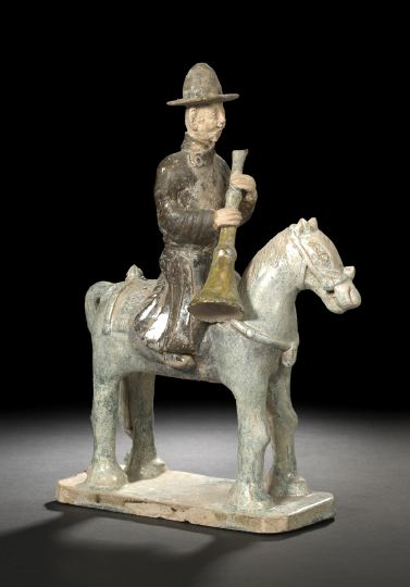 Chinese Glazed Pottery Equestrian Tomb Figure Ming Dynasty 1368 1644