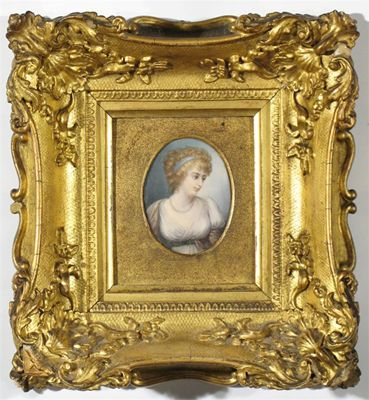 Manner of Richard Cosway Portrait of a lady Oval in