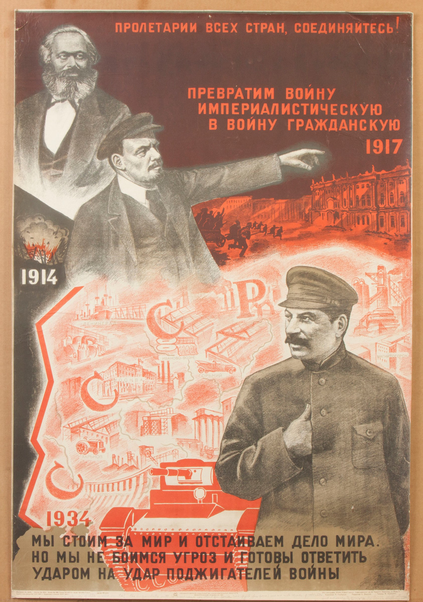 Soviet Union Poster Vintage Original Translation Lenin Proletariats of the