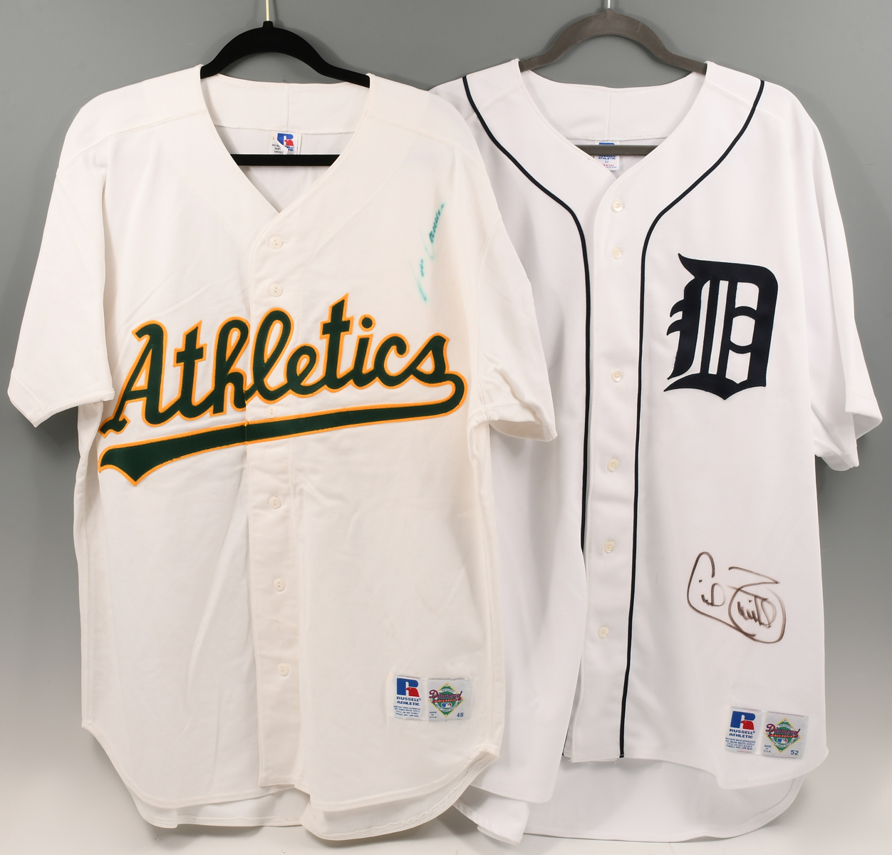 TWO SIGNED MLB JERSEYS 1 Jose Canseco blurry signature size