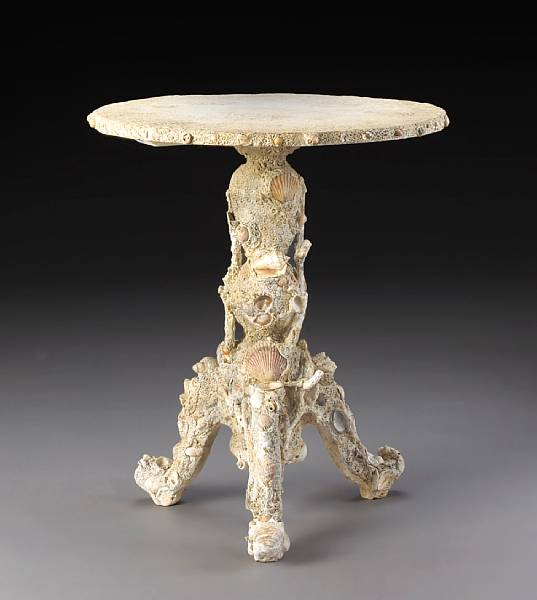 A Continental shell encrusted grotto table first half 20th century