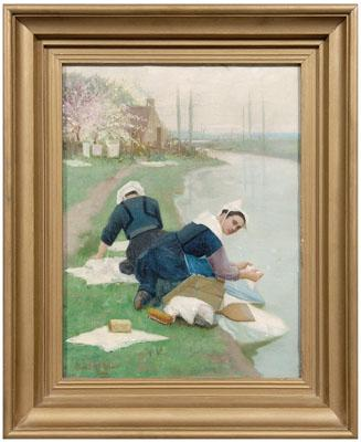 Lionel Walden painting Hawaii Connecticut 1861 1933 women washing laundry