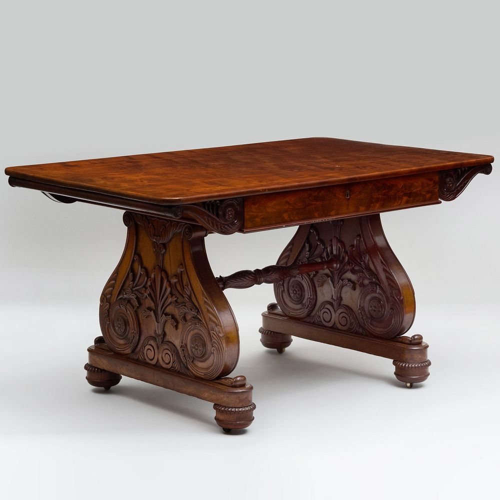 Fine George IV Carved Mahogany Center Table in the Manner