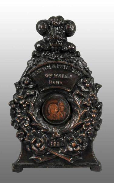 Cast Iron Prince Princess of Wales Still Bank Description Dated