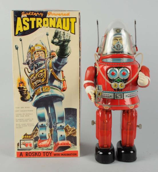 Japanese Tin Litho Rosko Astronaut O B Battery Operated In