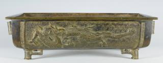 Bronze Jardiniere Dragon Decoration Meiji rectangular bronze jardiniere or bulb