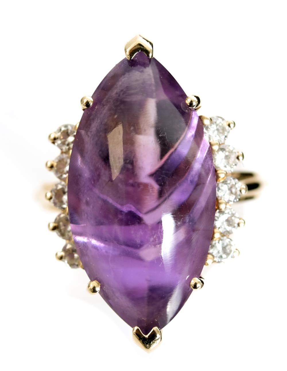 14K YG AMETHYST DIAMOND RING SIZE 7 1 214k yellow