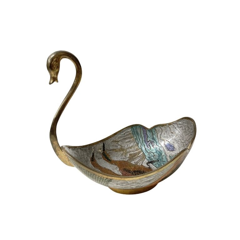 Decorative Bronze Swan Bowl Decorative Bronze Swan Bowl Measures 7