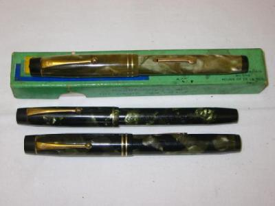 TWO DE LA RUE ONOTO FOUNTAIN PENS with lever fill
