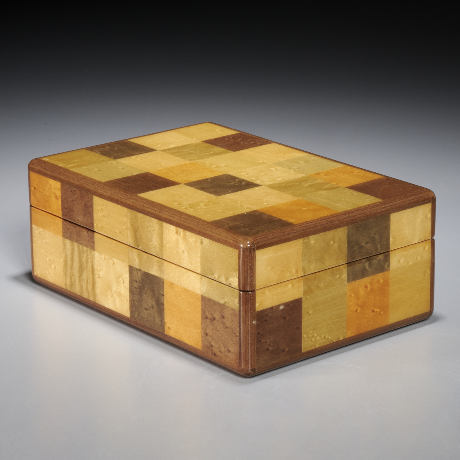 HERMES PARIS PARQUETRY LIDDED BOX 20th c France multi colored