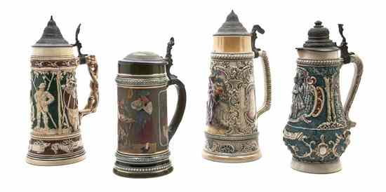 Two German Porcelain Steins Diesinger each 1 liter depicting courting