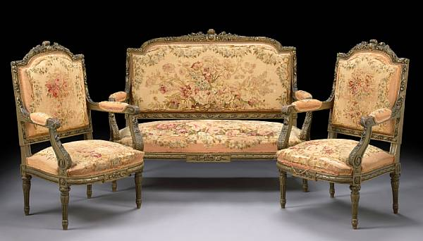 A suite of Louis XVI style seat furniture fourth quarter