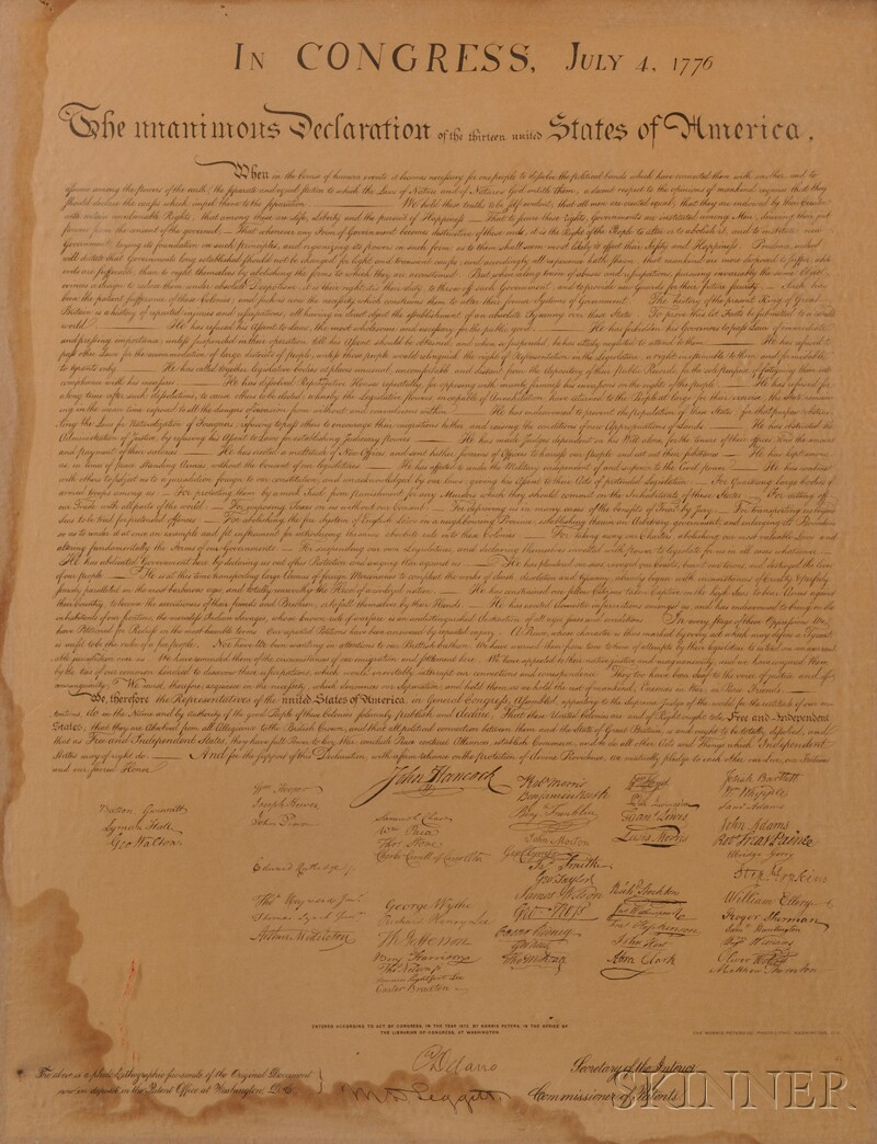 Declaration of Independence Facsimile Photolithographic facsimile Washington D C The
