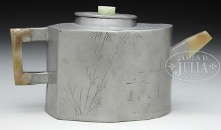 YIXING LINED PEWTER TEAPOT Early 20th century China Pewter pot