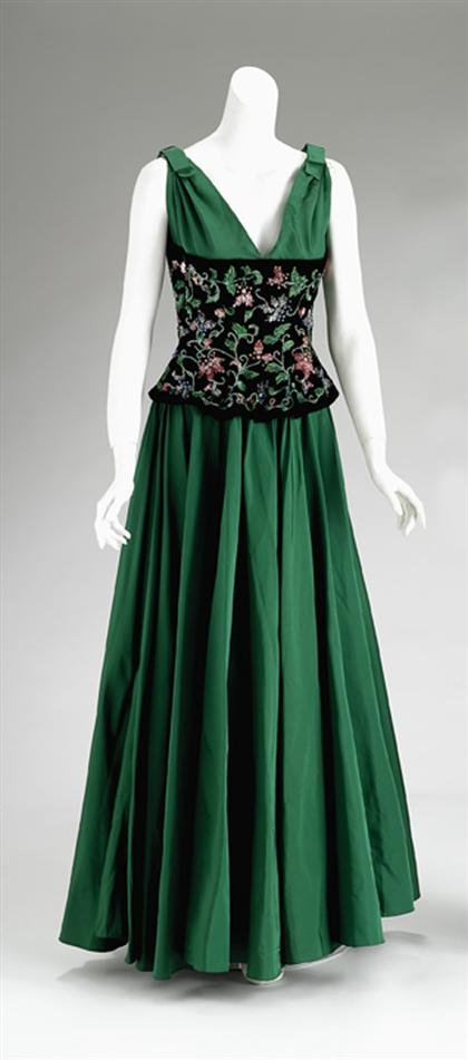 Jean Lanvin haute couture evening gown 1960s 70s Grass green