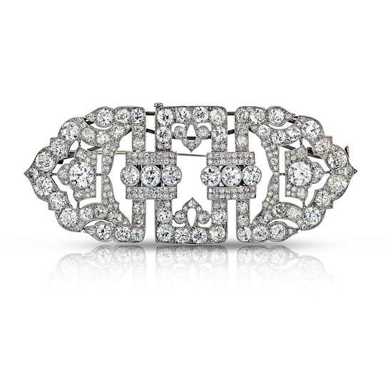 FRENCH PLATINUM 1930 S ART DECO DIAMOND BROOCH FRENCH PLATINUM