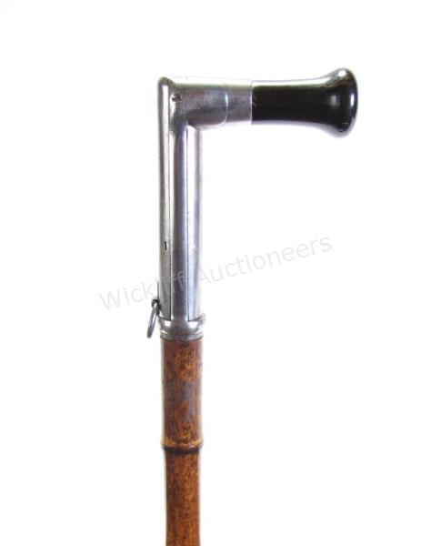 Belgian Bamboo Shaft Gun Cane bamboo and metal shaft metal