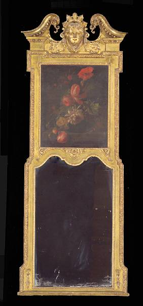 A George II style giltwood trumeau mirror fourth quarter 19th