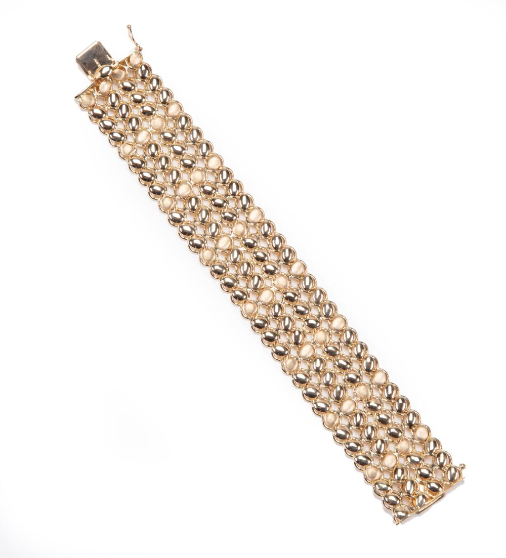 14 kt Yellow Gold Textured Chain Link Flexible Bracelet l