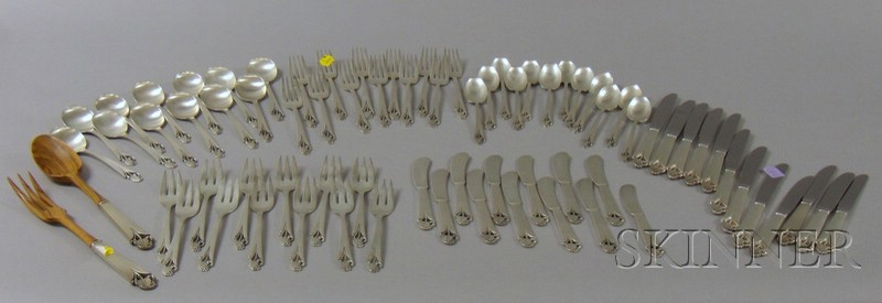 Frank Smith Partial Sterling Flatware Set for Twelve Woodlily pattern