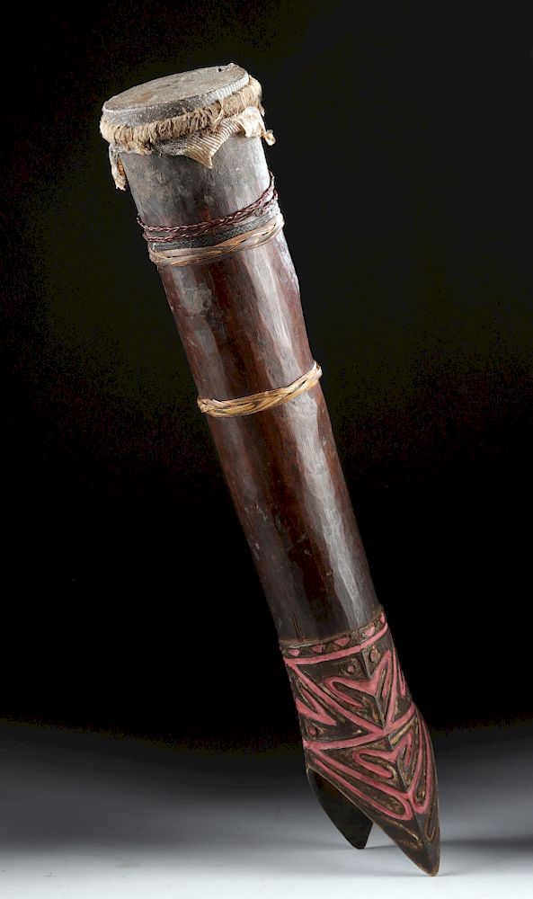New Guinea Wood Snake Skin Hand Drum or Kundu Papua