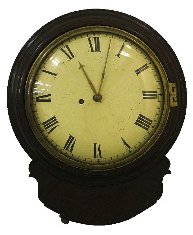 English mahogany small single fusee drop dial wall clock the