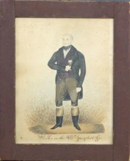 English watercolor portrait of a gentleman signed W F in