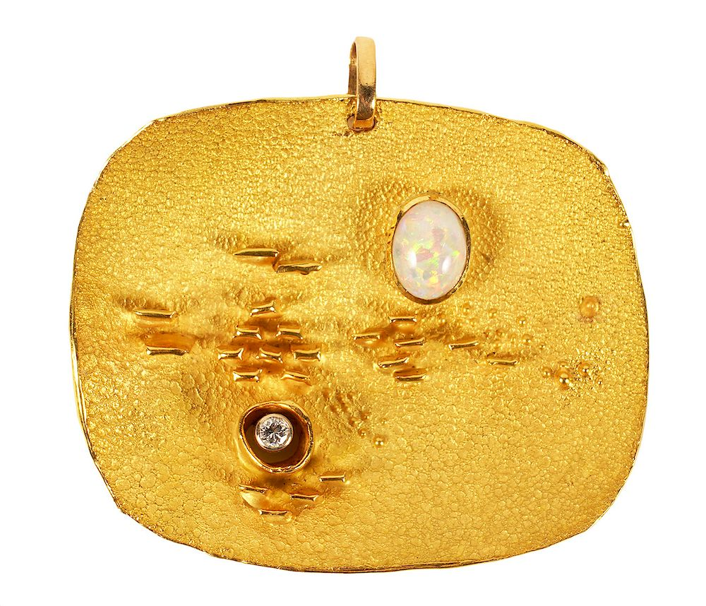 Walter Schluep 18Kt Gold Diamond Opal Pendant Walter Schluep 18kt