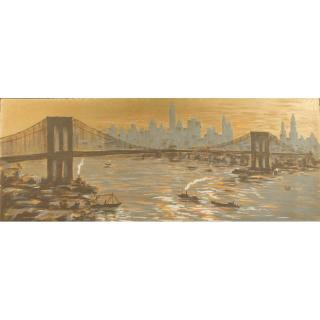 Cityscape Painting Unframed oil on board cityscpe signed lower left