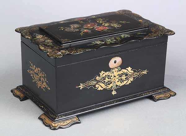 An English Gilt and Mother of Pearl Inlaid Papier Mache