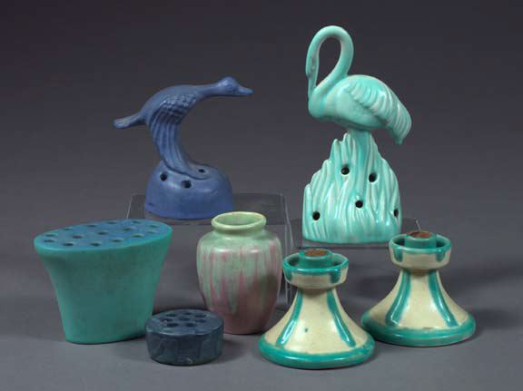 Seven Piece Collection of Art Pottery consisting of four flower