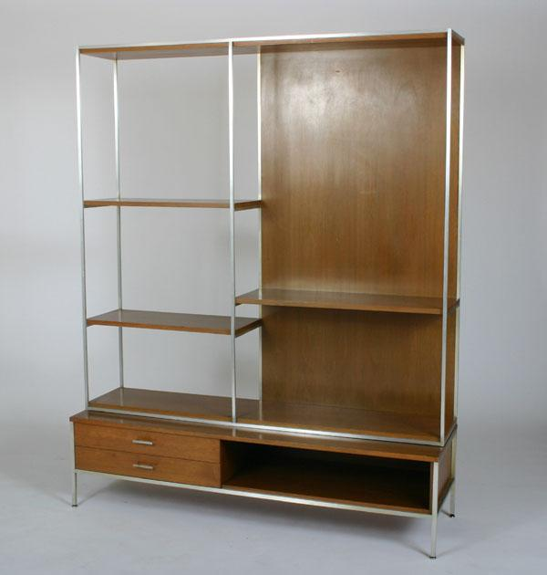 Paul McCobb for Calvin 2pc storage wall unit aluminum structure