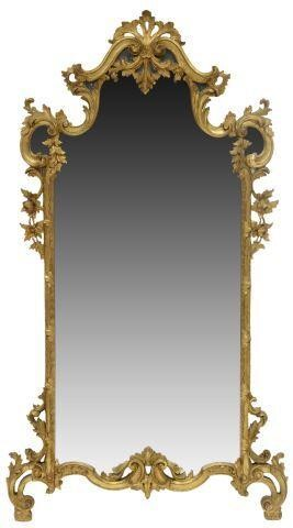 French Louis XV style giltwood mirror 20th c scrolling foliate