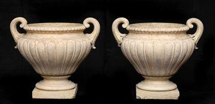 PAIR OF ENGLISH TERRACOTTA URNS BY JAMES PULHAM BROXBOURNE Each