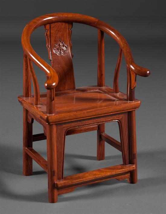 Chinese Export carved elmwood miniature Ming style chair Estimate 40