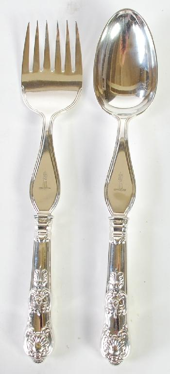 WILLIAM IV PAIR OF SILVER SERVING FORK AND SPOON by