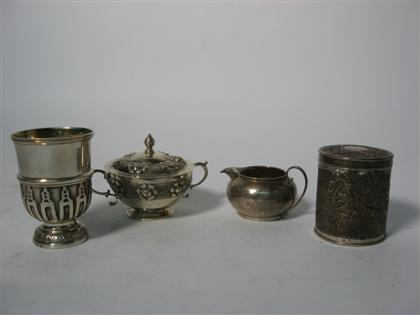Continental silver cup 19th 20th century Together with floral repousse