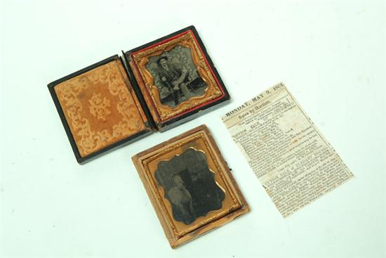 TWO INTERESTING NINTH PLATE TINTYPE PORTRAITS American 2nd half 19th