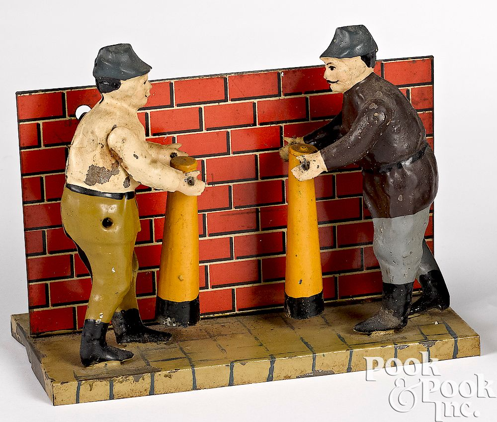 Pavers steam toy accessory Unusual painted and lithograph tin pavers