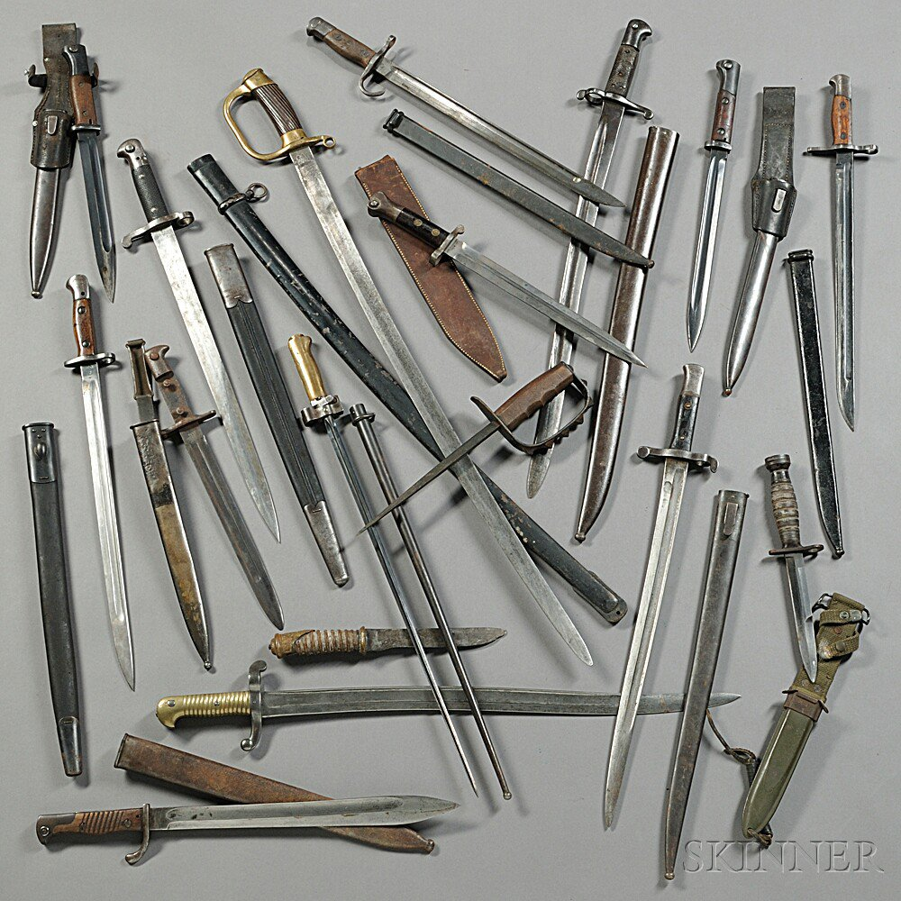 Seventeen Bayonets and Edged Weapons c 19th 20th century includes