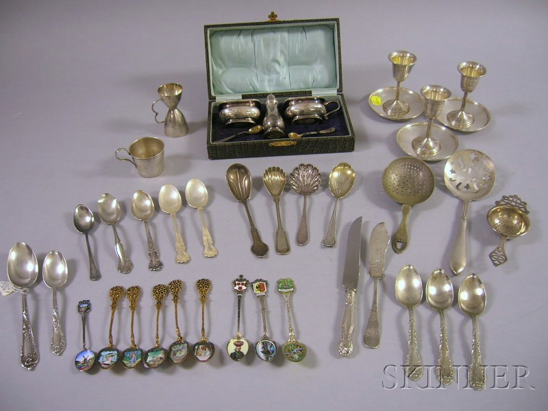 Group of Sterling and Silver Plated Flatware and Serving Items