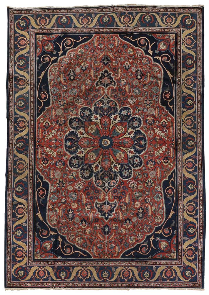 Tabriz Carpet Persian 20th century floral central medallion on brick
