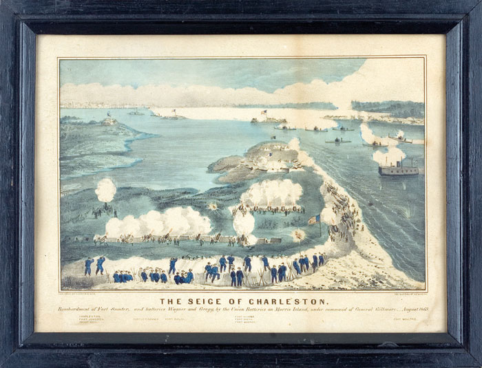 THE SEIGE OF CHARLESTON Small folio handcolored lithograph published by