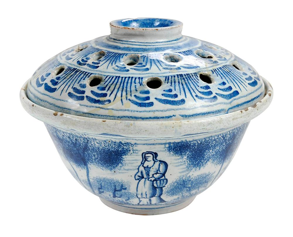 English Delftware Blue and White Flower Bowl attributed to London