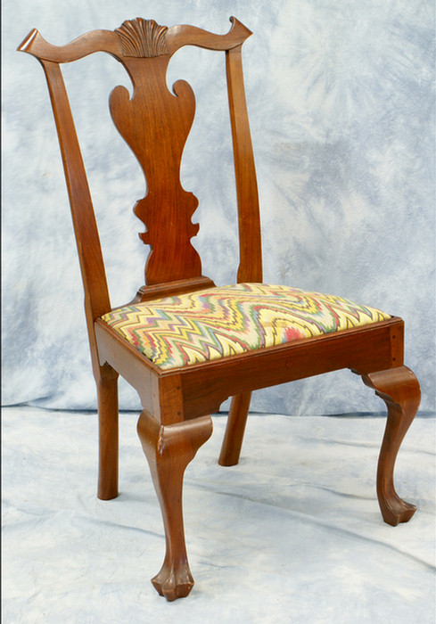 Bench made Philadelphia Queen Anne style trifid foot side chair