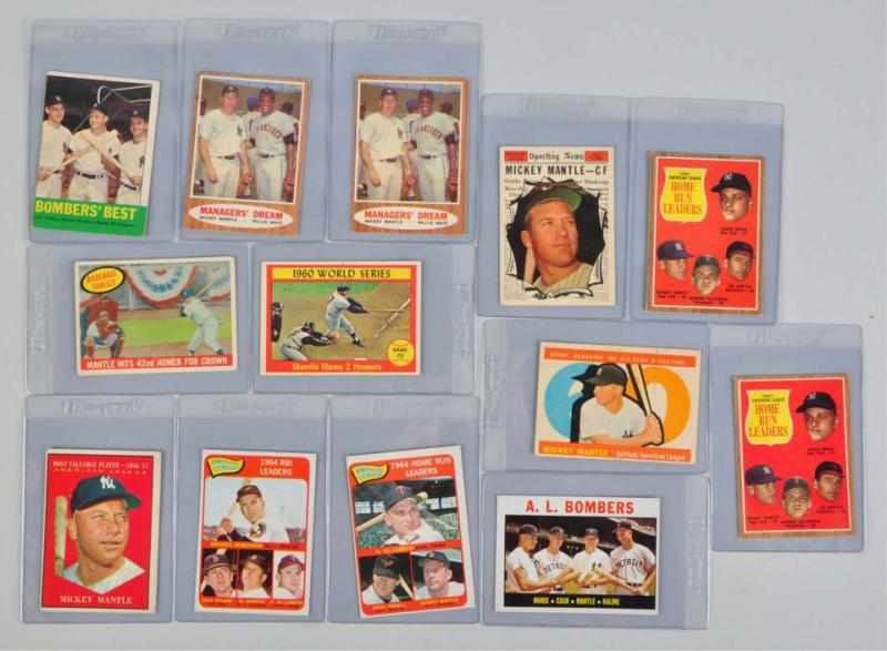 Lot of 13 Mickey Mantle Topps Baseball Cards Description 1960s