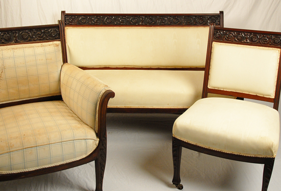 A 19th C Parlor Grouping a settee arm chair and