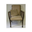 Victorian upholstered chair with wood inlay Chair has matching pillow