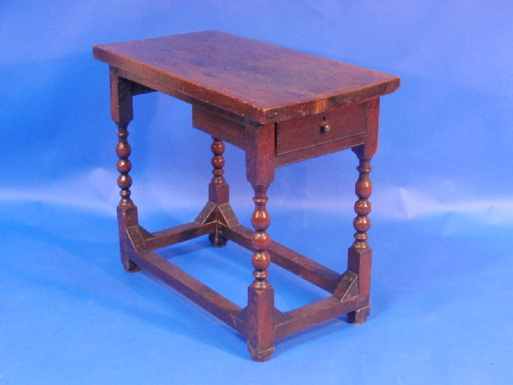 A period adapted oak and pine table with drawer 82cm